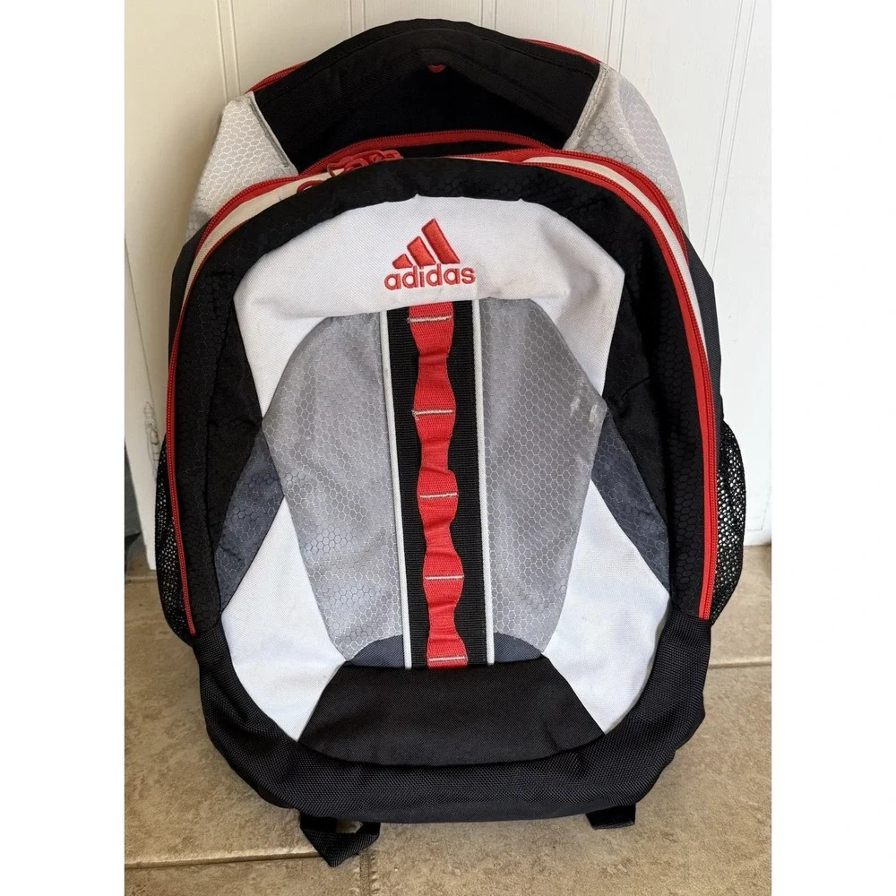Adidas Ridgemont LoadSpring Backpack Black Red White 4 Compartment Large Mens